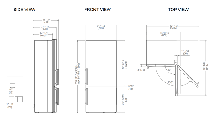 31 inch Freestanding Bottom Mount Refrigerator | Bertazzoni